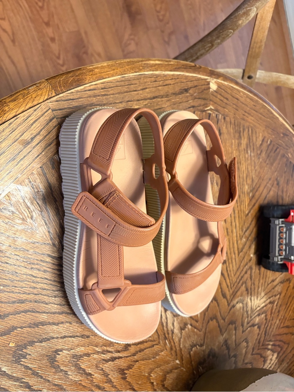 Reef Platform Sandals in Tan and Cream - Picture 3 of 4